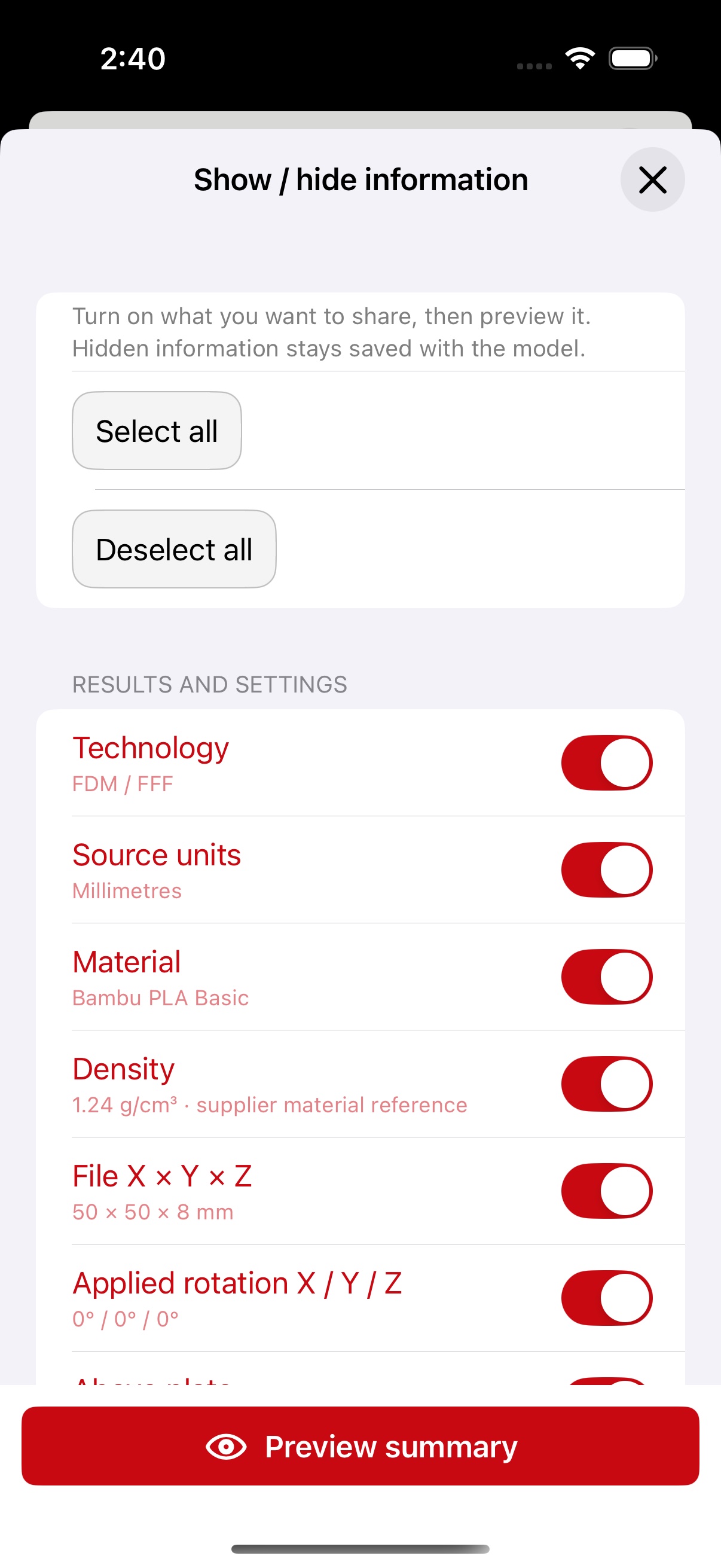 PocketAdditive summary of a saved part review